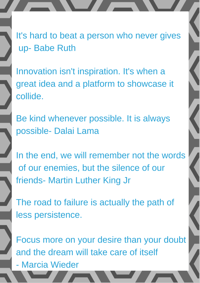 A list of great quotes read during the week