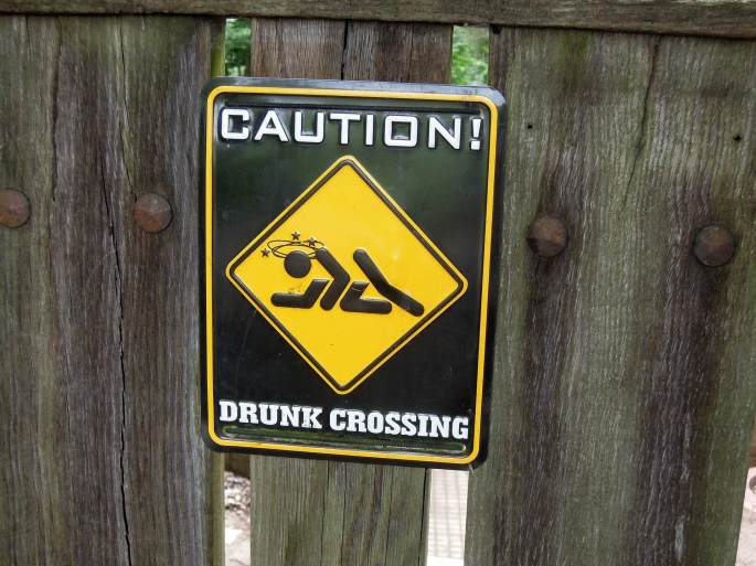 Drunk crossing